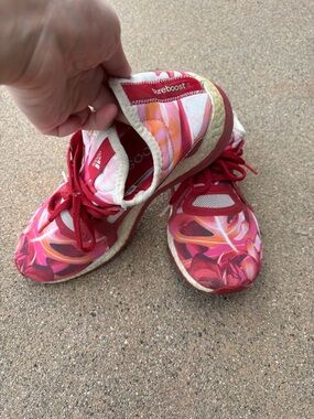 Adidas Floral Print Pureboost Running Sneakers - Red/Pink